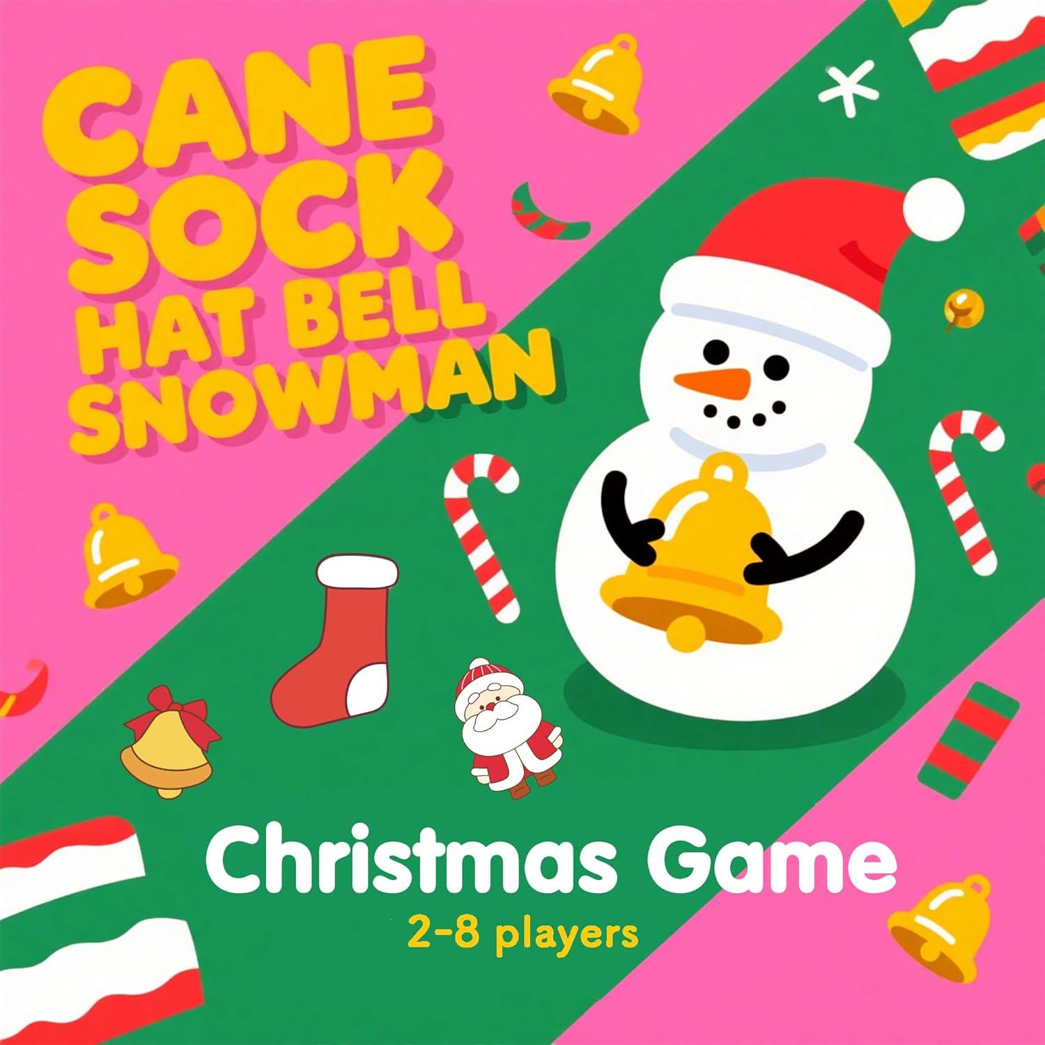 image:imageOHOME Easter Basket Stuffers Christmas Card Game Snowman Sock Cane Bell Hat for Family Kids Adults Teens Easter Gifts Games Wildly Entertaining amp Easy to Learn 28 Players