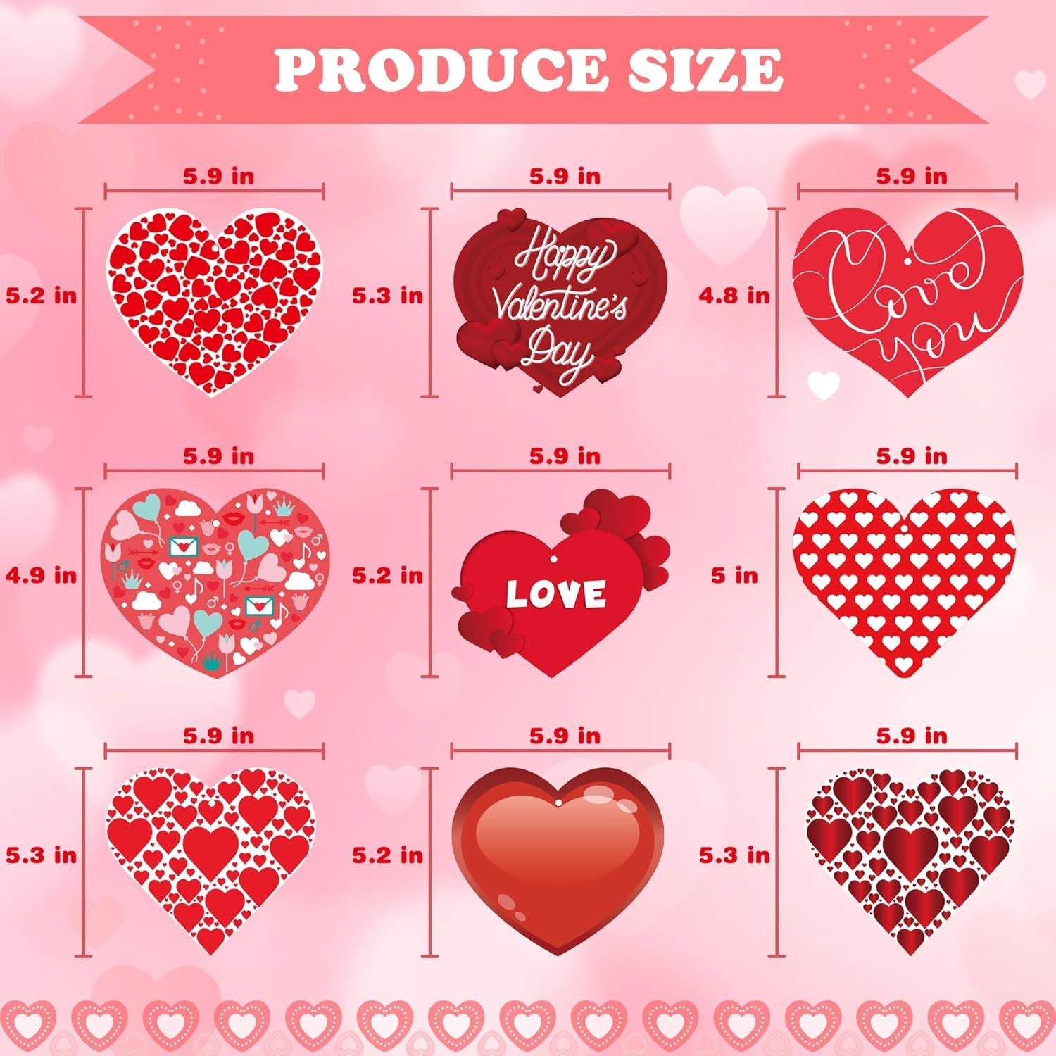 image:imageOHOME Valentines Day Decorations 9 PCS Heart Hanging Swirls Decorations Valentines Day Party Supplies Favors Indoor Outdoor Valentines Birthday Party Hanging Decor for Ceiling Wall Home OfficeRed