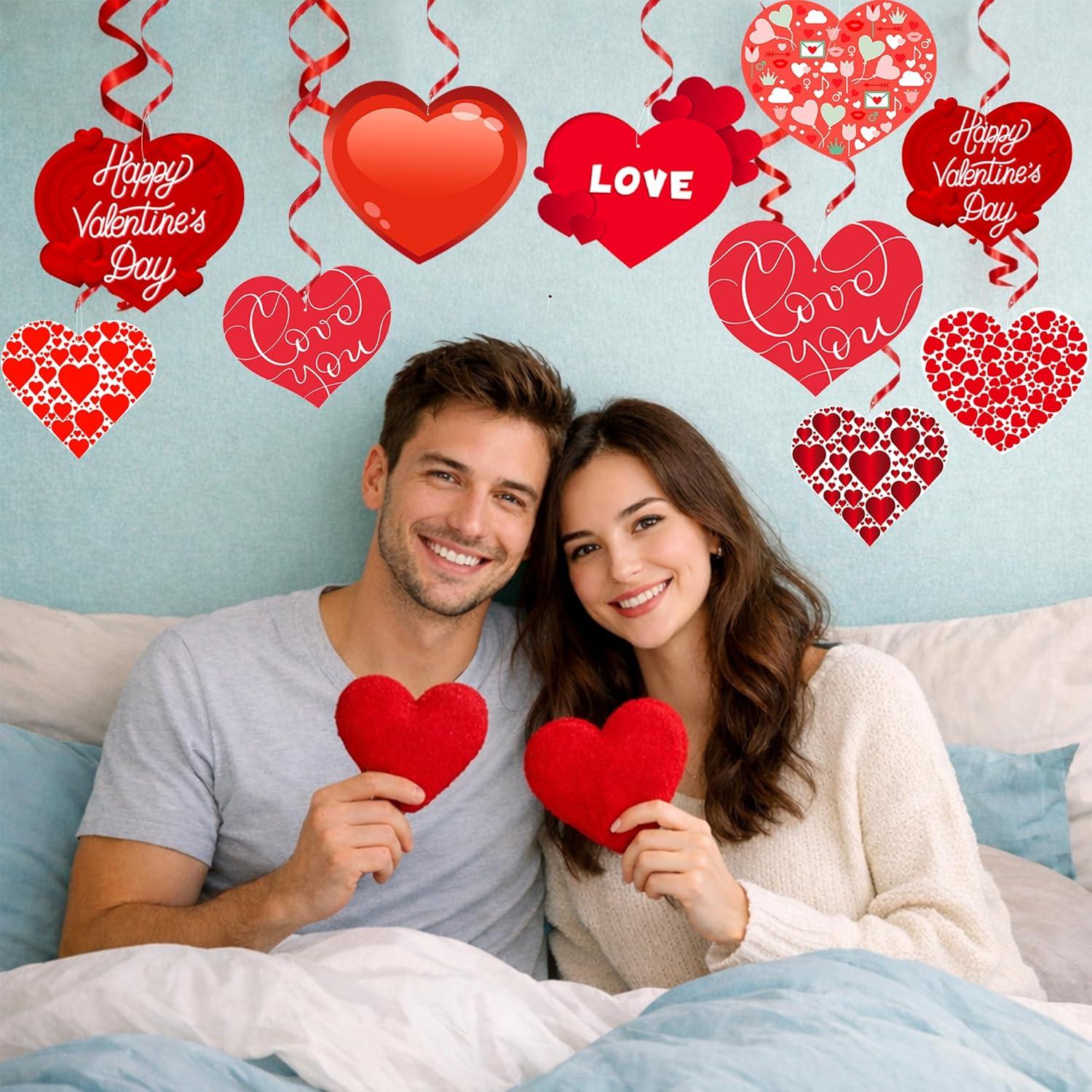 image:imageOHOME Valentines Day Decorations 9 PCS Heart Hanging Swirls Decorations Valentines Day Party Supplies Favors Indoor Outdoor Valentines Birthday Party Hanging Decor for Ceiling Wall Home OfficeRed
