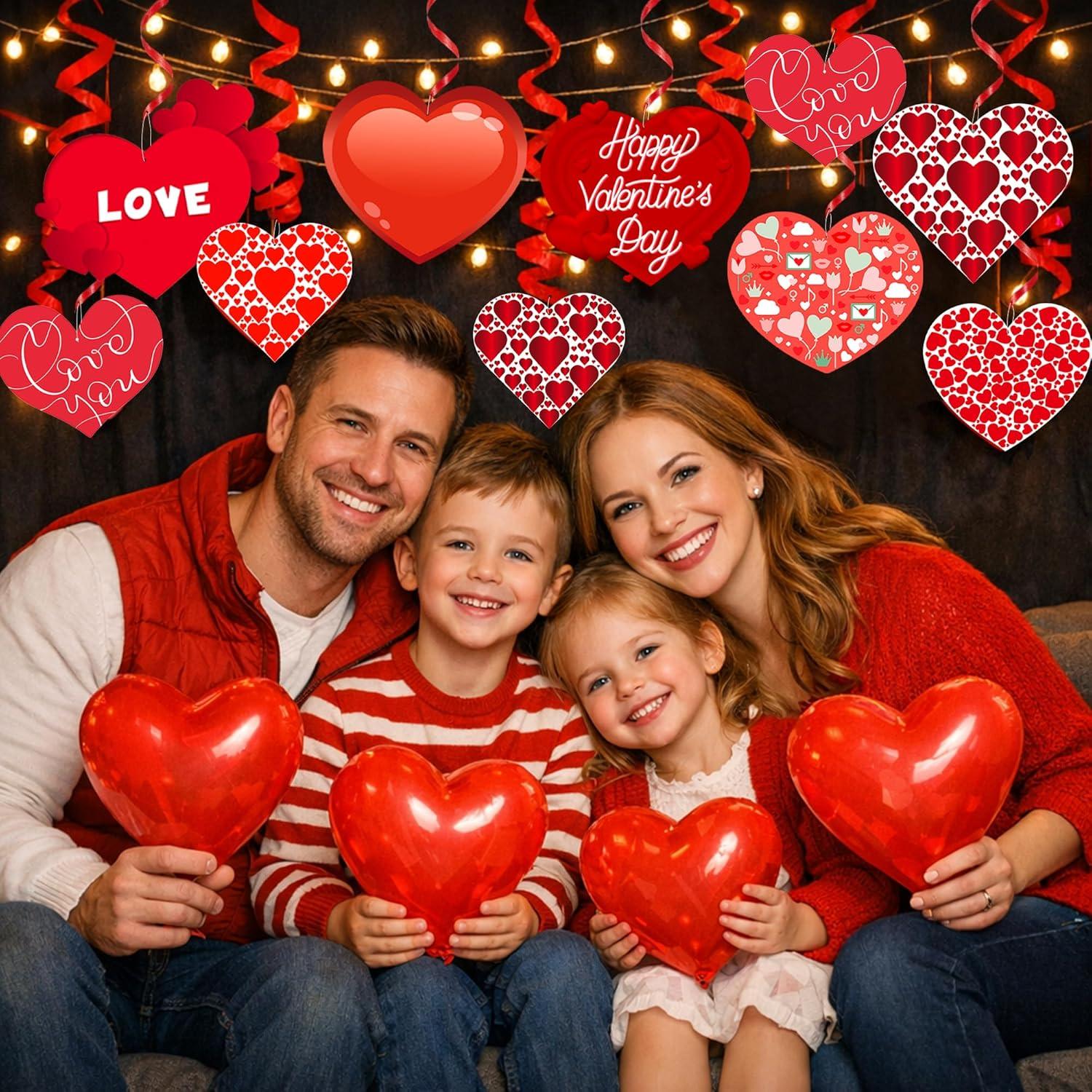 image:imageOHOME Valentines Day Decorations 9 PCS Heart Hanging Swirls Decorations Valentines Day Party Supplies Favors Indoor Outdoor Valentines Birthday Party Hanging Decor for Ceiling Wall Home OfficeRed