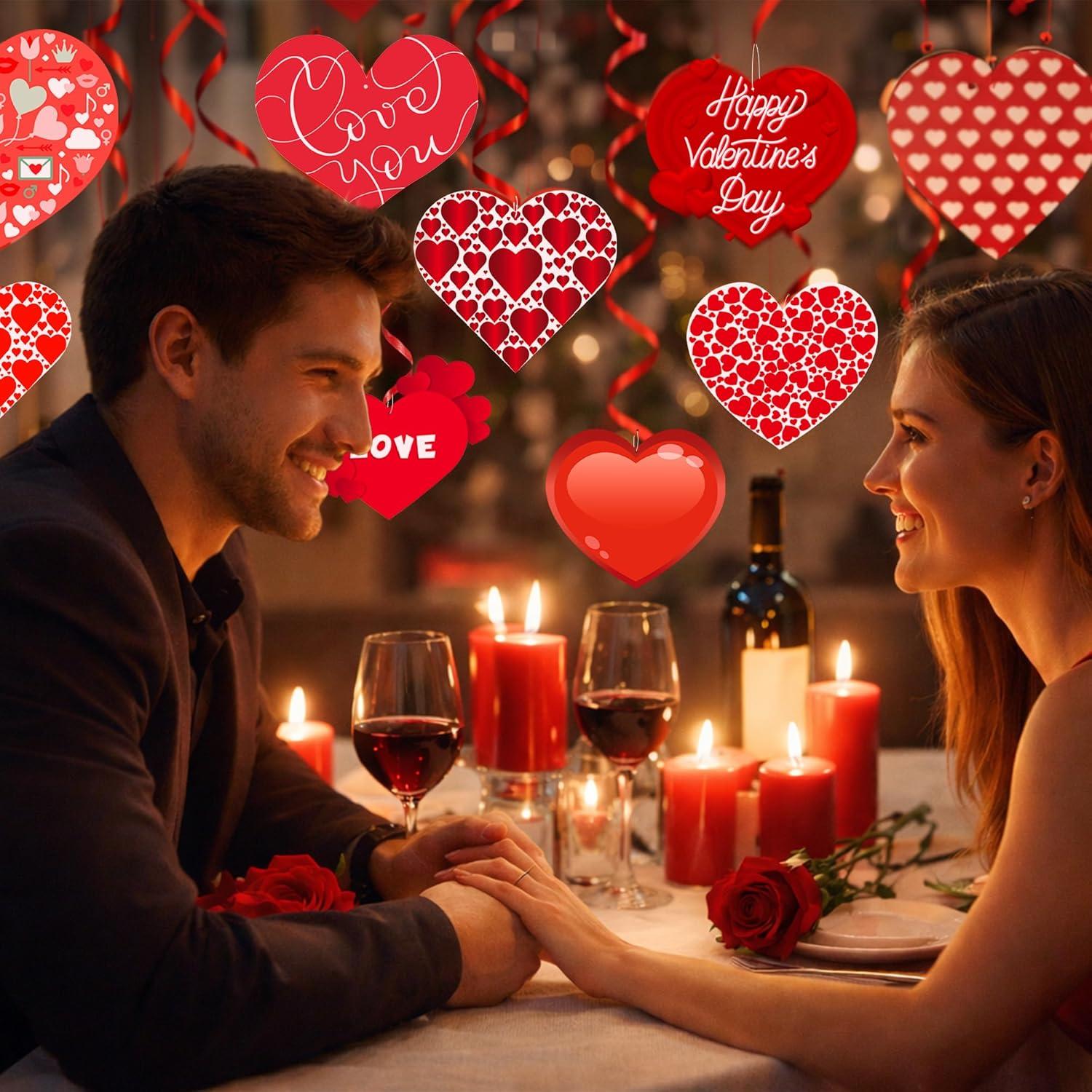 image:imageOHOME Valentines Day Decorations 9 PCS Heart Hanging Swirls Decorations Valentines Day Party Supplies Favors Indoor Outdoor Valentines Birthday Party Hanging Decor for Ceiling Wall Home OfficeRed