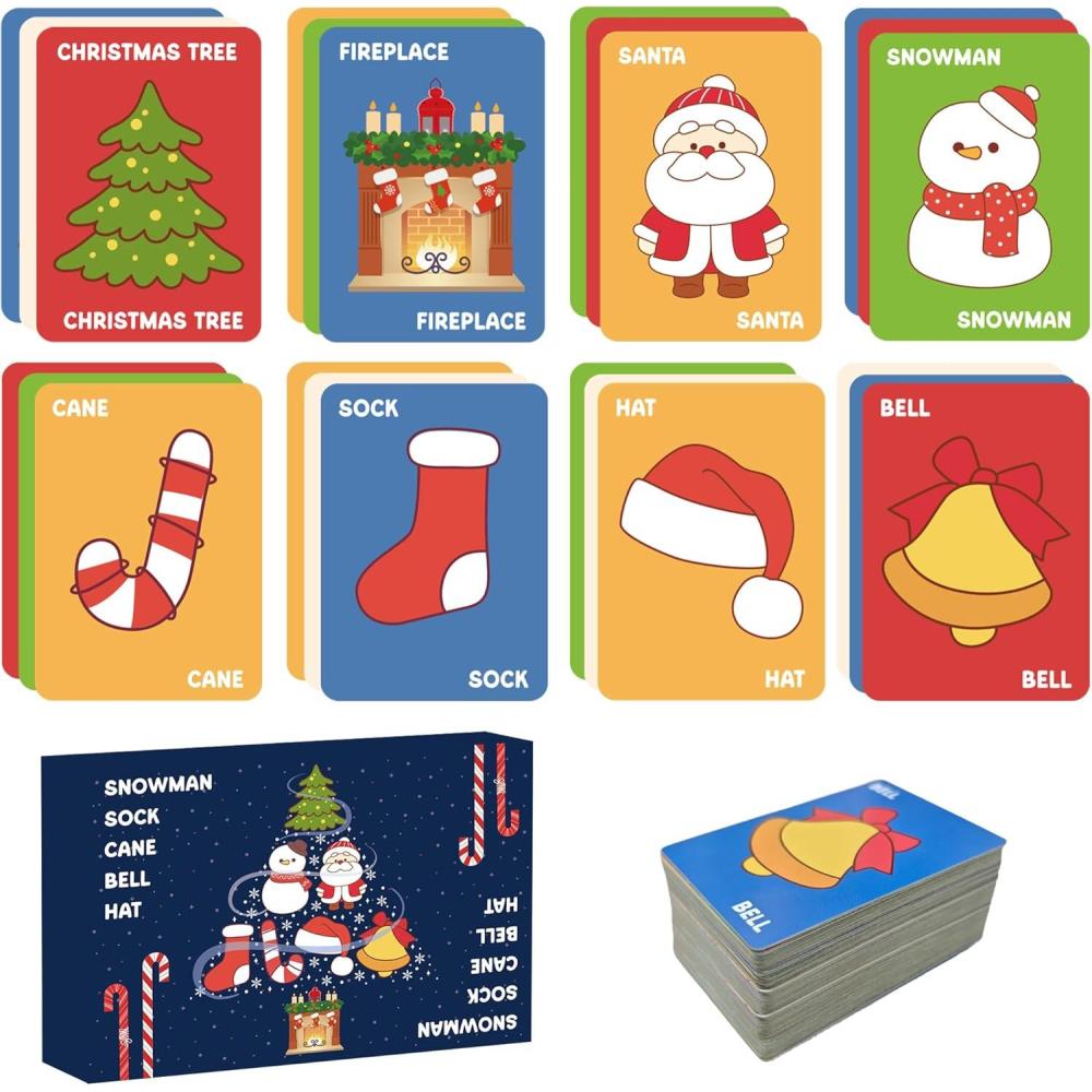 image:imageOHOME Easter Basket Stuffers  Christmas Card Game Snowman Sock Cane Bell Hat for Family Kids Adults Teens Easter Gifts Games  Wildly Entertaining amp Easy to Learn  28 Players