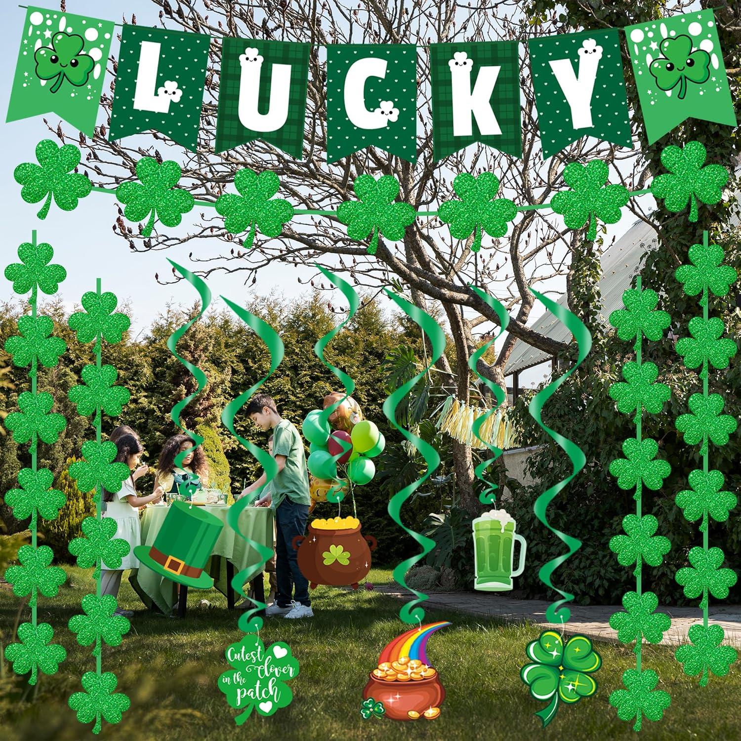 image:imageOHOME St Patricks Day Decorations Hanging SwirlsBannerShamrock Garland Shamrock Decorations St Pattys Day Accessories Party Favors for Home Door Birthday St Patricks Day Decor
