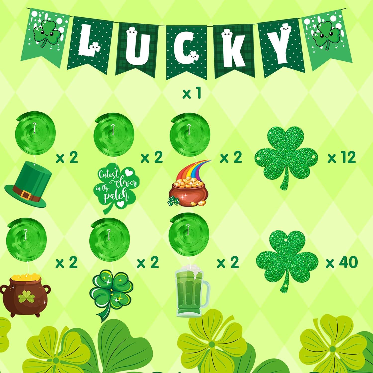 image:imageOHOME St Patricks Day Decorations Hanging SwirlsBannerShamrock Garland Shamrock Decorations St Pattys Day Accessories Party Favors for Home Door Birthday St Patricks Day Decor