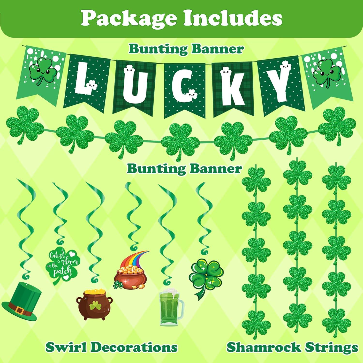 image:imageOHOME St Patricks Day Decorations Hanging SwirlsBannerShamrock Garland Shamrock Decorations St Pattys Day Accessories Party Favors for Home Door Birthday St Patricks Day Decor