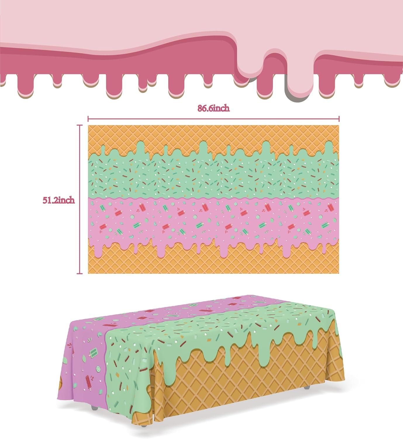 image:imageLuau Party Decorations Plastic Tablecloth for Tropical Party Decorations Hawaiian Themed Palm Leaves Summer Beach Favors Supplies2 PackIce Cream