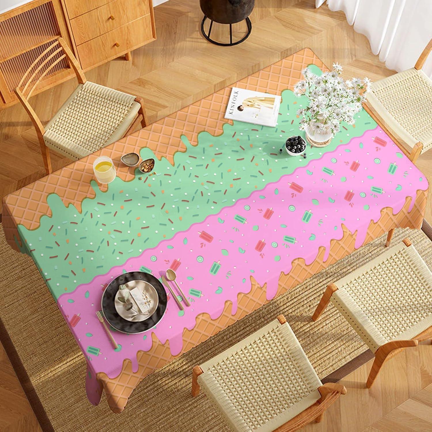 image:imageLuau Party Decorations Plastic Tablecloth for Tropical Party Decorations Hawaiian Themed Palm Leaves Summer Beach Favors Supplies2 PackIce Cream