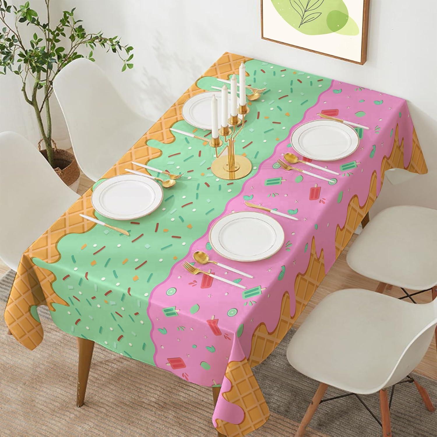 image:imageLuau Party Decorations Plastic Tablecloth for Tropical Party Decorations Hawaiian Themed Palm Leaves Summer Beach Favors Supplies2 PackIce Cream