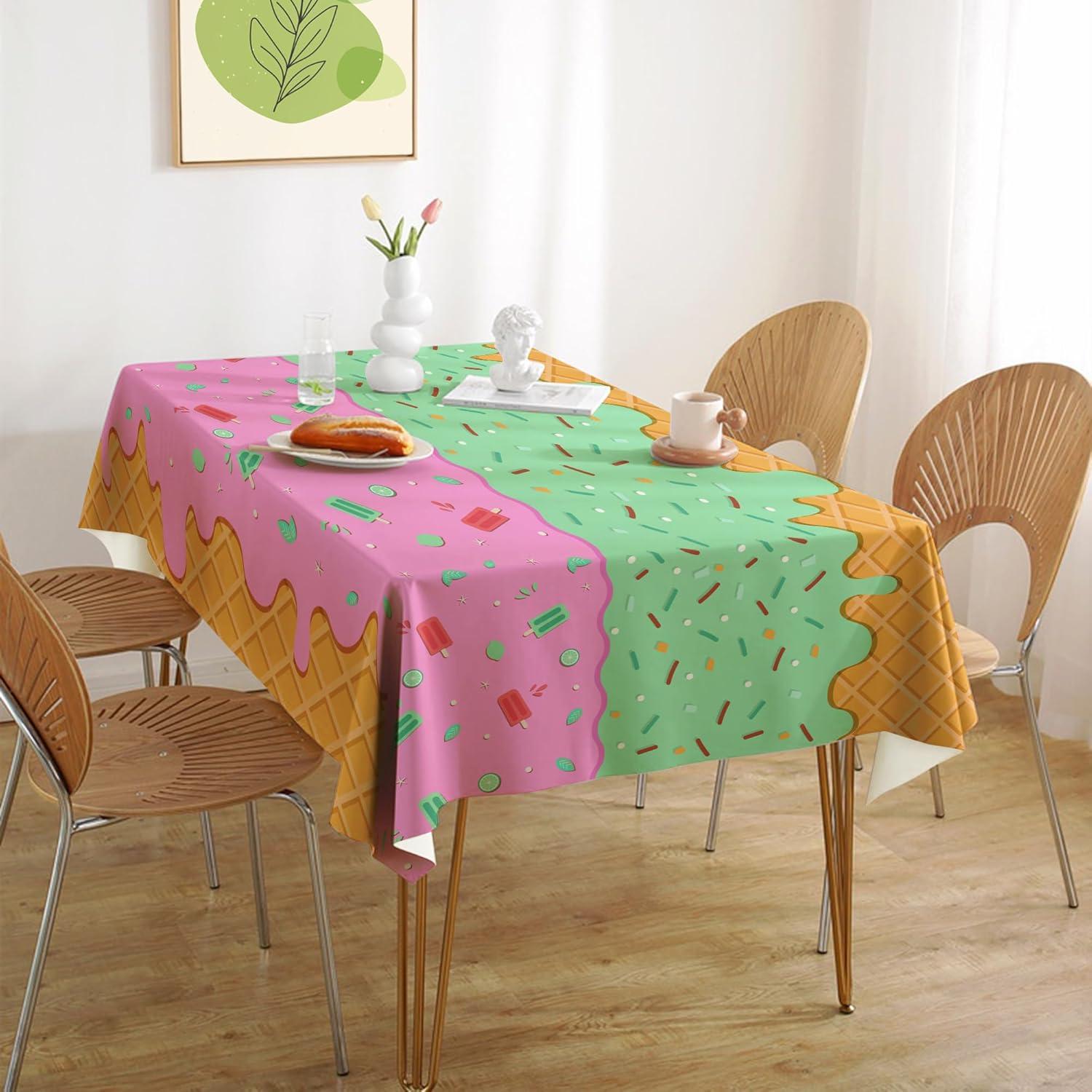 image:imageLuau Party Decorations Plastic Tablecloth for Tropical Party Decorations Hawaiian Themed Palm Leaves Summer Beach Favors Supplies2 PackIce Cream