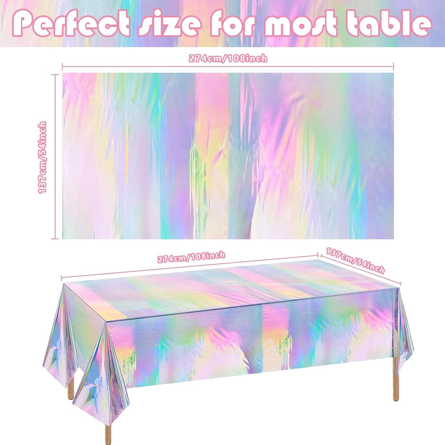 image:imageLuau Party Decorations Plastic Tablecloth for Tropical Party Decorations Hawaiian Themed Palm Leaves Summer Beach Favors Supplies2 PackIridescent Tablecloth