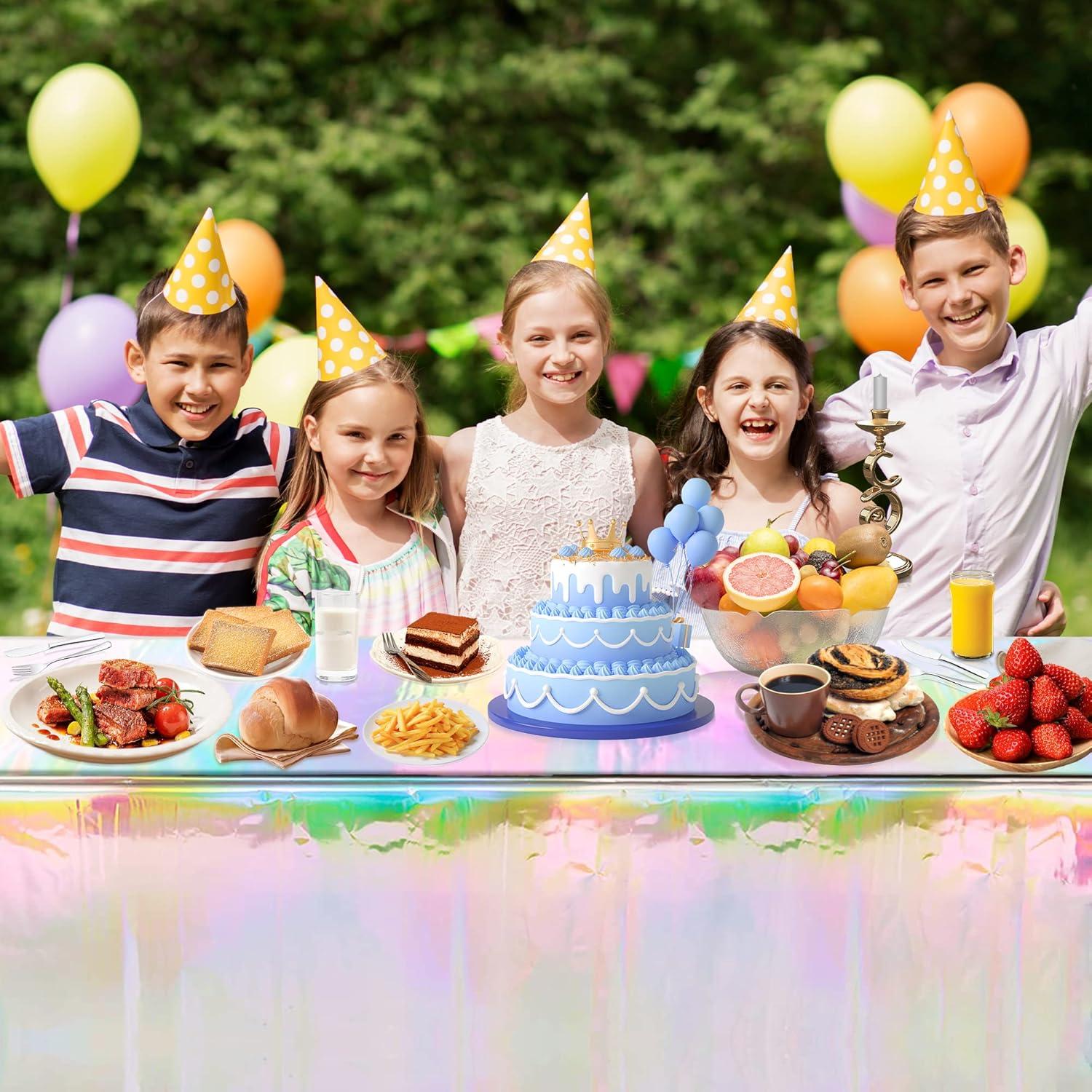 image:imageLuau Party Decorations Plastic Tablecloth for Tropical Party Decorations Hawaiian Themed Palm Leaves Summer Beach Favors Supplies2 PackIridescent Tablecloth
