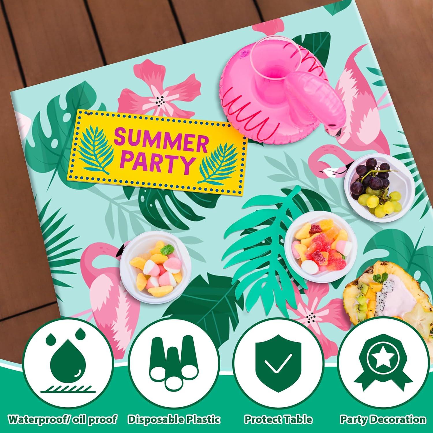 image:imageLuau Party Decorations Plastic Tablecloth for Tropical Party Decorations Hawaiian Themed Palm Leaves Summer Beach Favors Supplies2 PackLuau