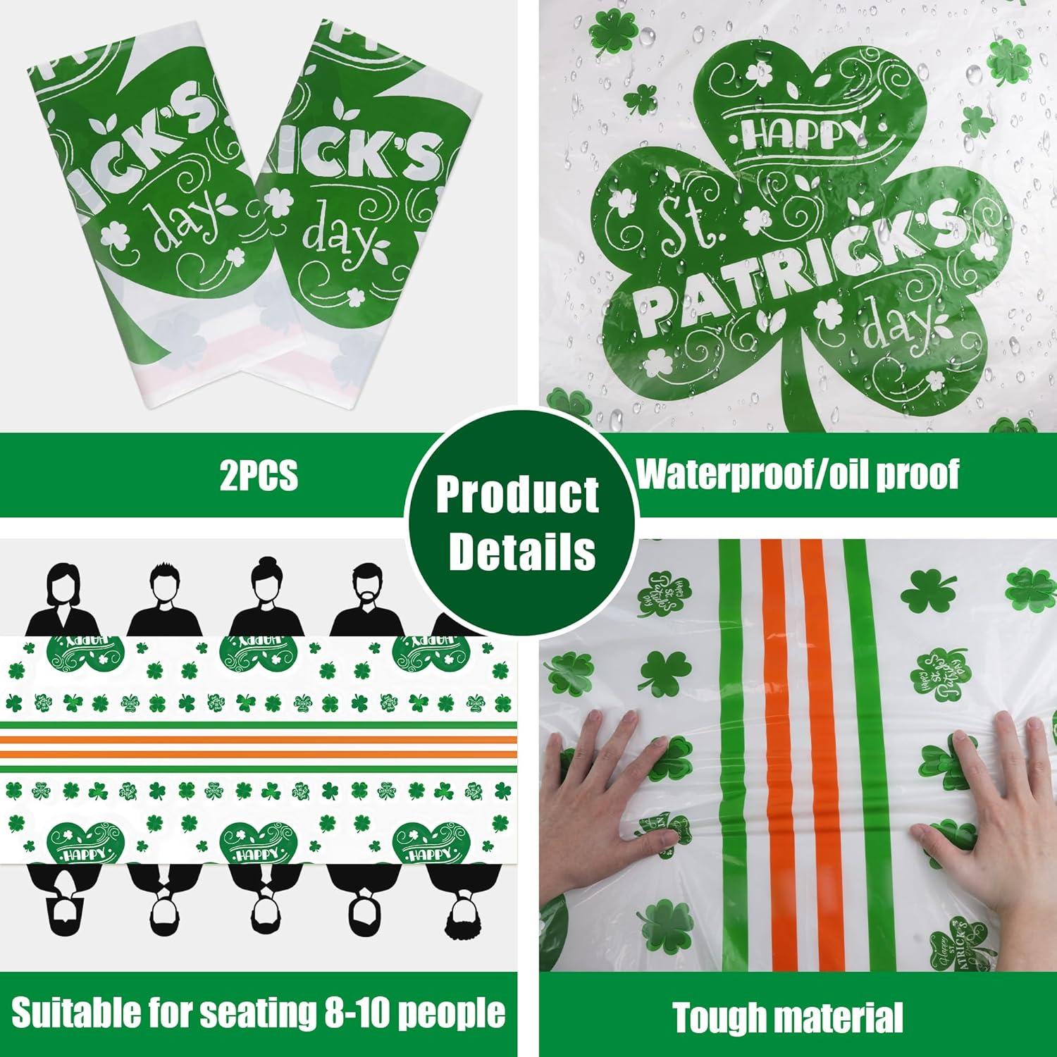 image:imageLuau Party Decorations Plastic Tablecloth for Tropical Party Decorations Hawaiian Themed Palm Leaves Summer Beach Favors Supplies2 PackSt Patricks Day Tablecloth