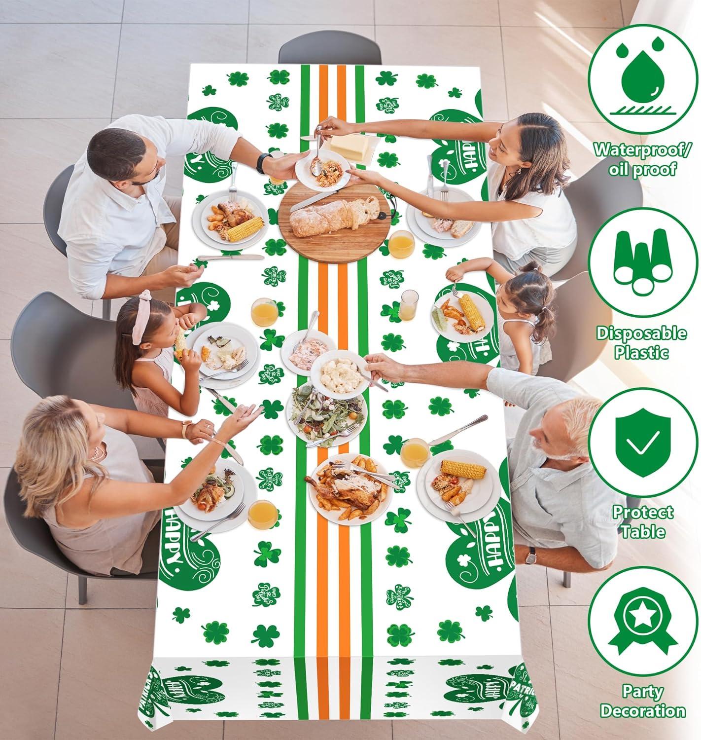 image:imageLuau Party Decorations Plastic Tablecloth for Tropical Party Decorations Hawaiian Themed Palm Leaves Summer Beach Favors Supplies2 PackSt Patricks Day Tablecloth