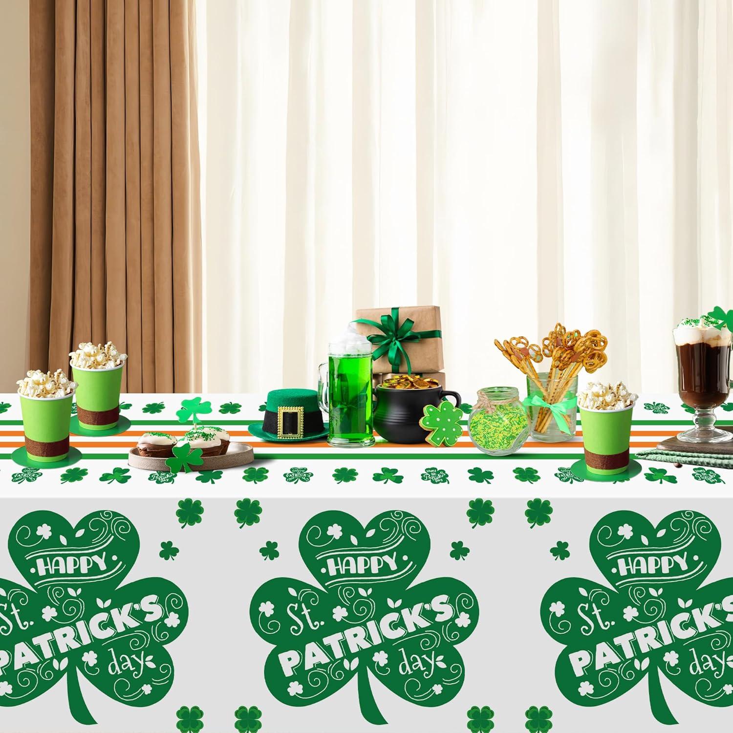 image:imageLuau Party Decorations Plastic Tablecloth for Tropical Party Decorations Hawaiian Themed Palm Leaves Summer Beach Favors Supplies2 PackSt Patricks Day Tablecloth