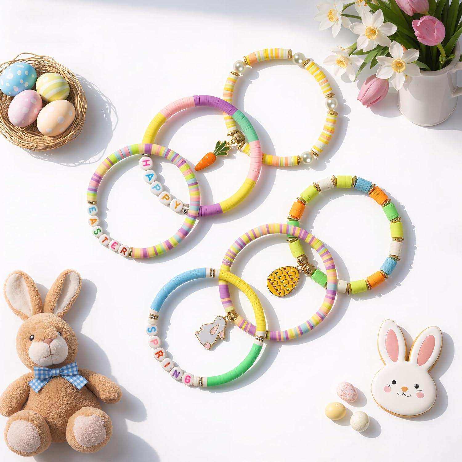 image:imageOHOME 4th of July Outfits for Women 6 Pack Patriotic Bracelets Fourth of July Decorations Accessories shirts for Memorial Day Decorations 250 America Anniversary USA Celebration Jewelry for WomenEaster