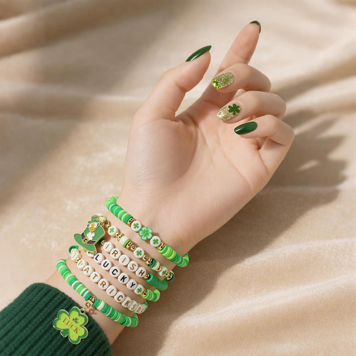 image:imageOHOME 4th of July Outfits for Women 6 Pack Patriotic Bracelets Fourth of July Decorations Accessories shirts for Memorial Day Decorations 250 America Anniversary USA Celebration Jewelry for WomenSt patricks Day