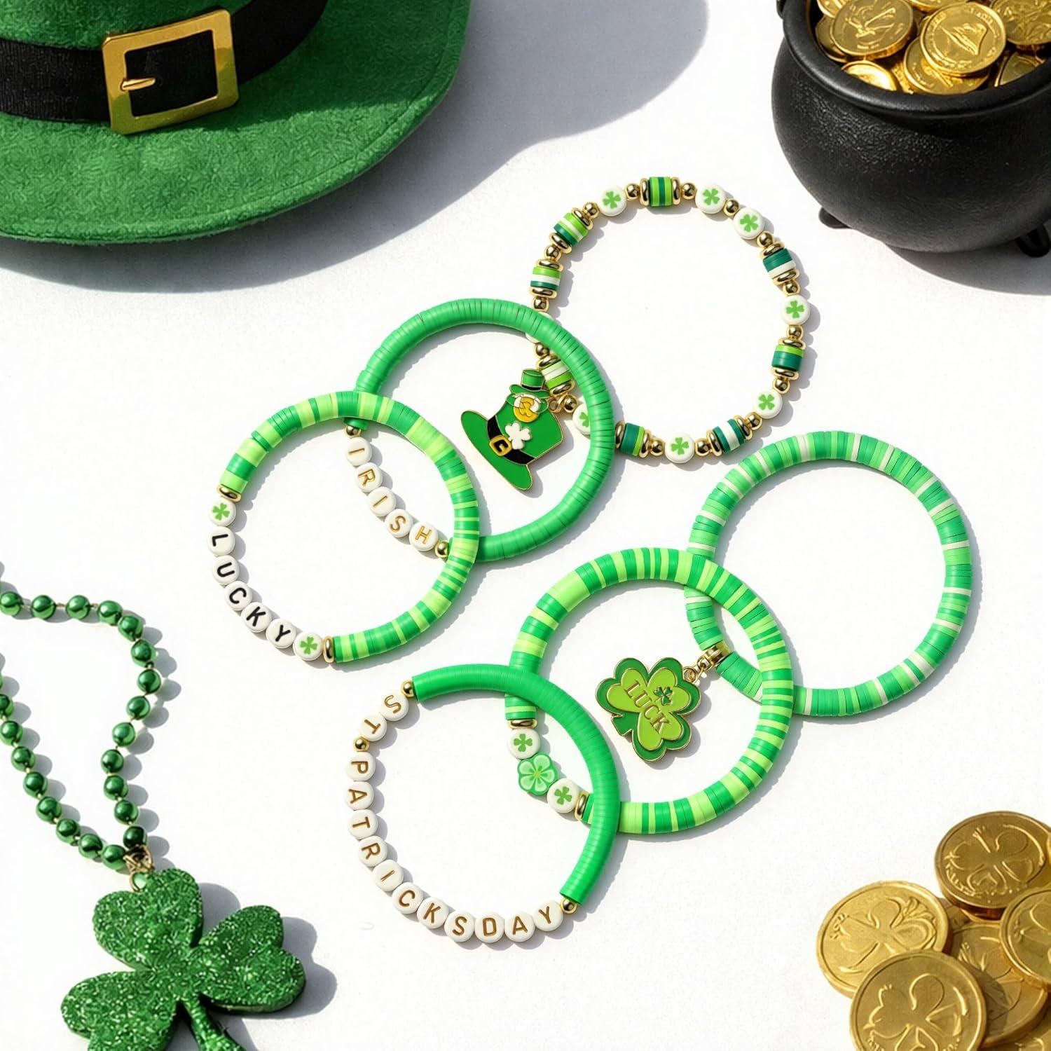 image:imageOHOME 4th of July Outfits for Women 6 Pack Patriotic Bracelets Fourth of July Decorations Accessories shirts for Memorial Day Decorations 250 America Anniversary USA Celebration Jewelry for WomenSt patricks Day