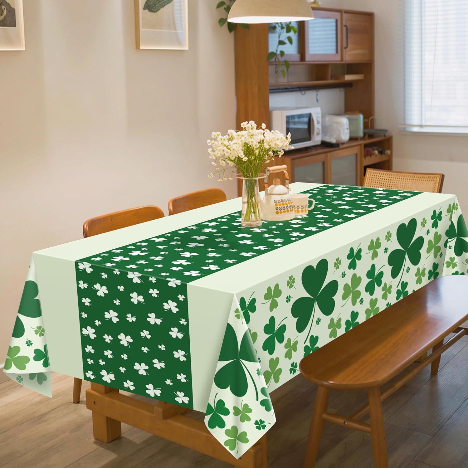 image:imageOHOME Halloween Decorations 2 Pack Plastic Tablecloth for Halloween Party Decorations Skeletons Bats Ghosts Pumpkin Table Decor for Outdoor Indoor Party Favors Supplies Backdrop BannerGreen