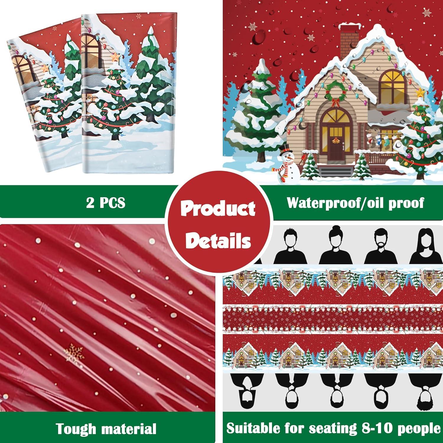 image:imageOHOME Halloween Decorations  2 Pack Plastic Tablecloth for Halloween Party Decorations  Skeletons Bats Ghosts Pumpkin Table Decor for Outdoor Indoor Party Favors Supplies Backdrop BannerRed Green White