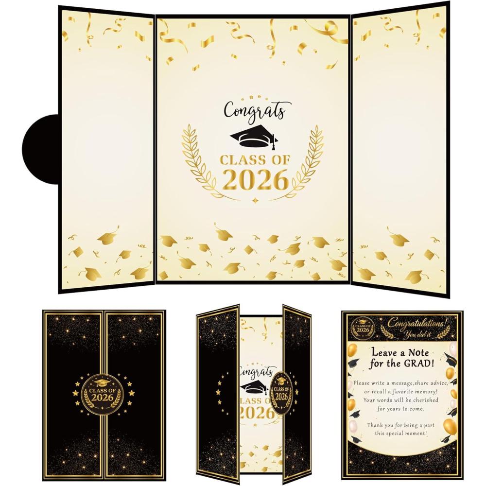 image:imageOHOME Graduation Decorations 2026  Graduation Guest Book for Class of 2026 Signature Board Sign for High School amp College Graduation Party DecorBlack Gold