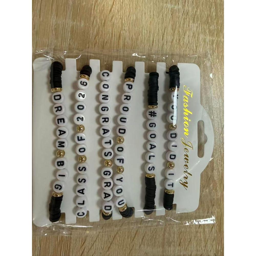 image:imageOHOME Graduation Party Decorations 6 Pack Graduation Bracelets Graduation Decorations Accessories Outfit for Men Women Graduation Decor Party Supplies for AdultsBlack