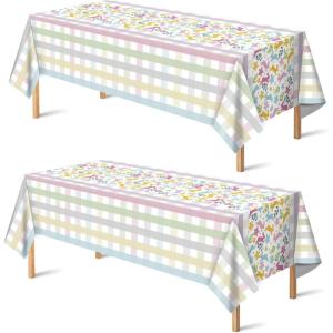 Luau Party Decorations – Plastic Tablecloth for Tropical Party Decorations | Hawaiian Themed Palm Leaves Summer Beach Favors Supplies,2 Pack(Easter)