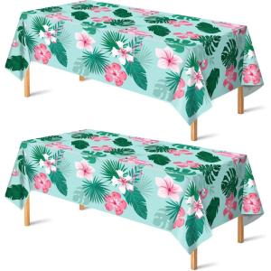 Luau Party Decorations – Plastic Tablecloth for Tropical Party Decorations | Hawaiian Themed Palm Leaves Summer Beach Favors Supplies,2 Pack(Luau)