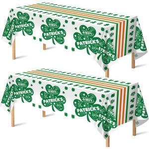Luau Party Decorations – Plastic Tablecloth for Tropical Party Decorations | Hawaiian Themed Palm Leaves Summer Beach Favors Supplies,2 Pack(St Patricks Day Tablecloth)