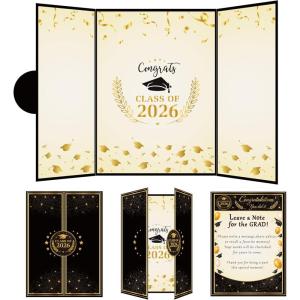 OHOME Graduation Decorations 2026 – Graduation Guest Book for Class of 2026, Signature Board Sign for High School & College Graduation Party Decor(Black Gold)