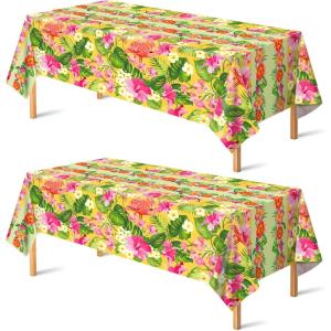 OHOME Halloween Decorations – 2 Pack Plastic Tablecloth for Halloween Party Decorations | Skeletons Bats Ghosts Pumpkin Table Decor for Outdoor Indoor Party Favors Supplies Backdrop Banner(Red Green Yellow)