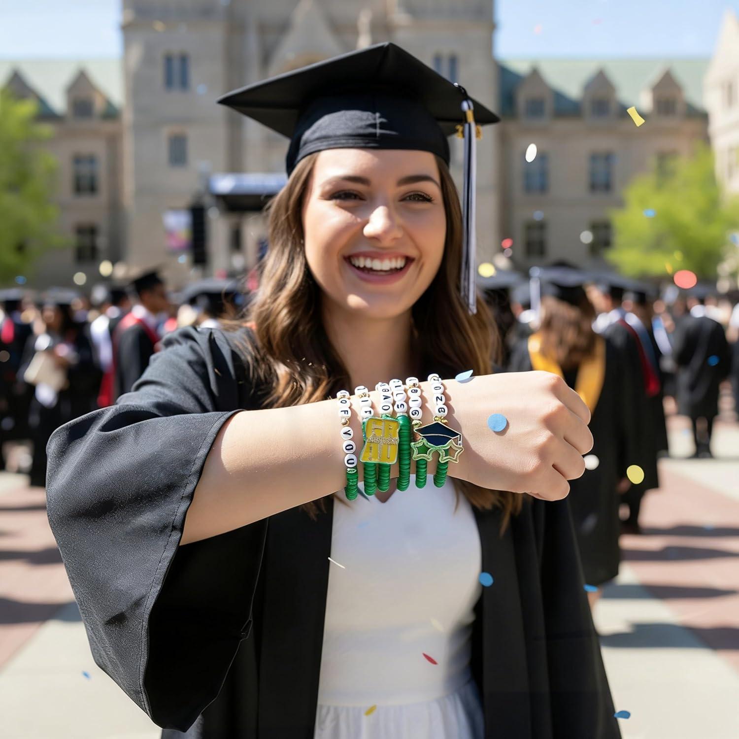 image:imageOHOME Graduation Gifts 6 Pack Blue Graduation Bracelets for Her 2026 Graduation Decorations Dress Outfit for Women Men Graduation Party Favors Supplies for HimGreen graduation