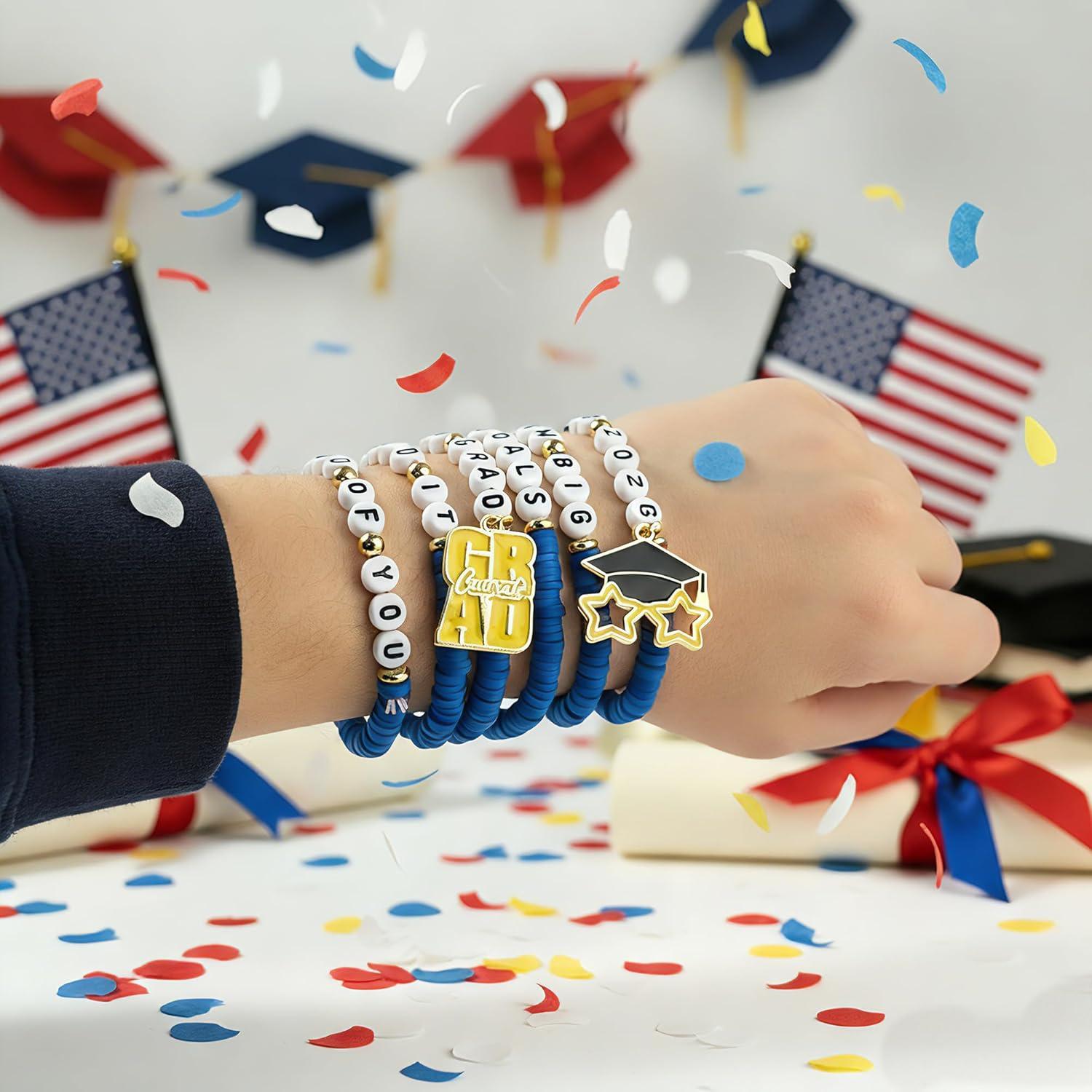 image:imageOHOME Graduation Gifts 6 Pack Blue Graduation Bracelets for Her 2026 Graduation Decorations Dress Outfit for Women Men Graduation Party Favors Supplies for HimBlue graduation