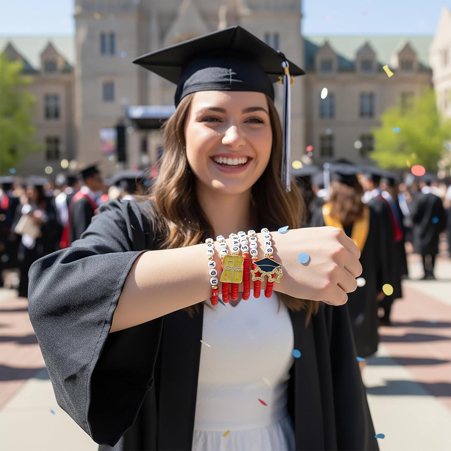 image:imageOHOME Graduation Gifts 6 Pack Blue Graduation Bracelets for Her 2026 Graduation Decorations Dress Outfit for Women Men Graduation Party Favors Supplies for HimRed graduation