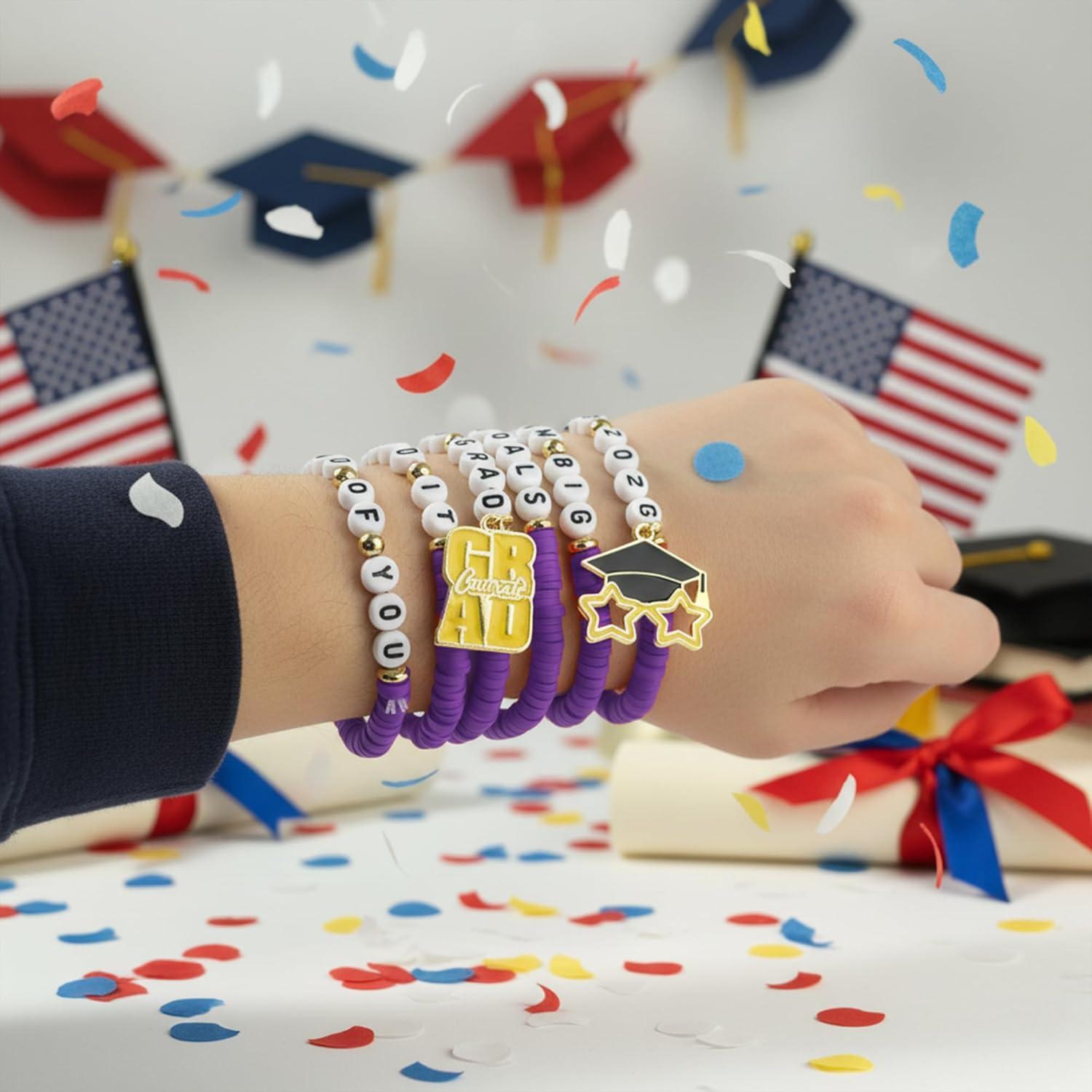 image:imageOHOME Graduation Gifts 6 Pack Blue Graduation Bracelets for Her 2026 Graduation Decorations Dress Outfit for Women Men Graduation Party Favors Supplies for HimPurple graduation