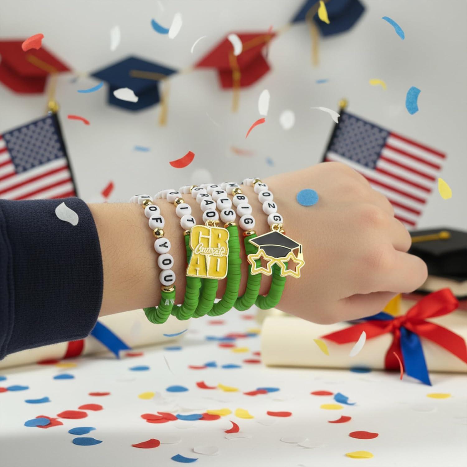 image:imageOHOME Graduation Gifts 6 Pack Blue Graduation Bracelets for Her 2026 Graduation Decorations Dress Outfit for Women Men Graduation Party Favors Supplies for HimGreen graduation