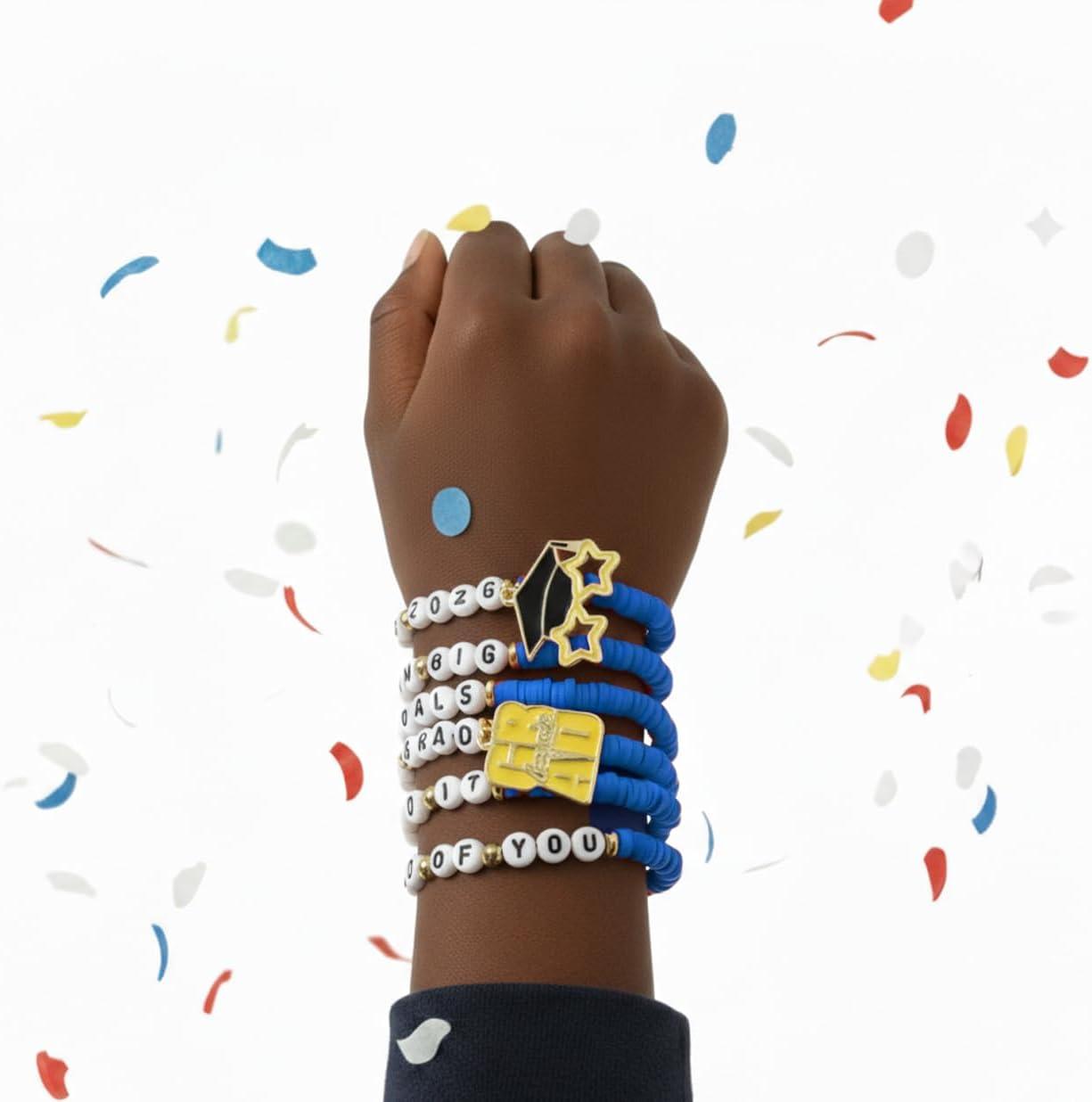 image:imageOHOME Graduation Gifts 6 Pack Blue Graduation Bracelets for Her 2026 Graduation Decorations Dress Outfit for Women Men Graduation Party Favors Supplies for HimBlue graduation
