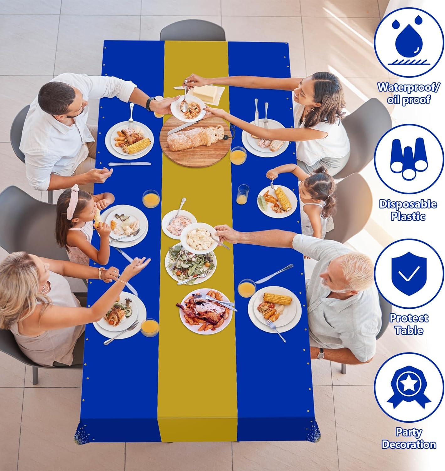 image:imageOHOME Graduation Tablecloth with Blue and Gold Tablecloth