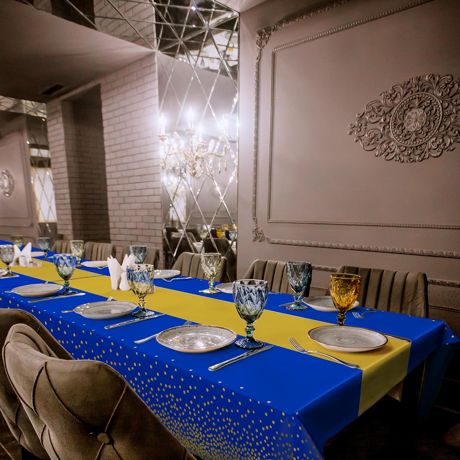 image:imageOHOME Graduation Tablecloth with Blue and Gold Tablecloth