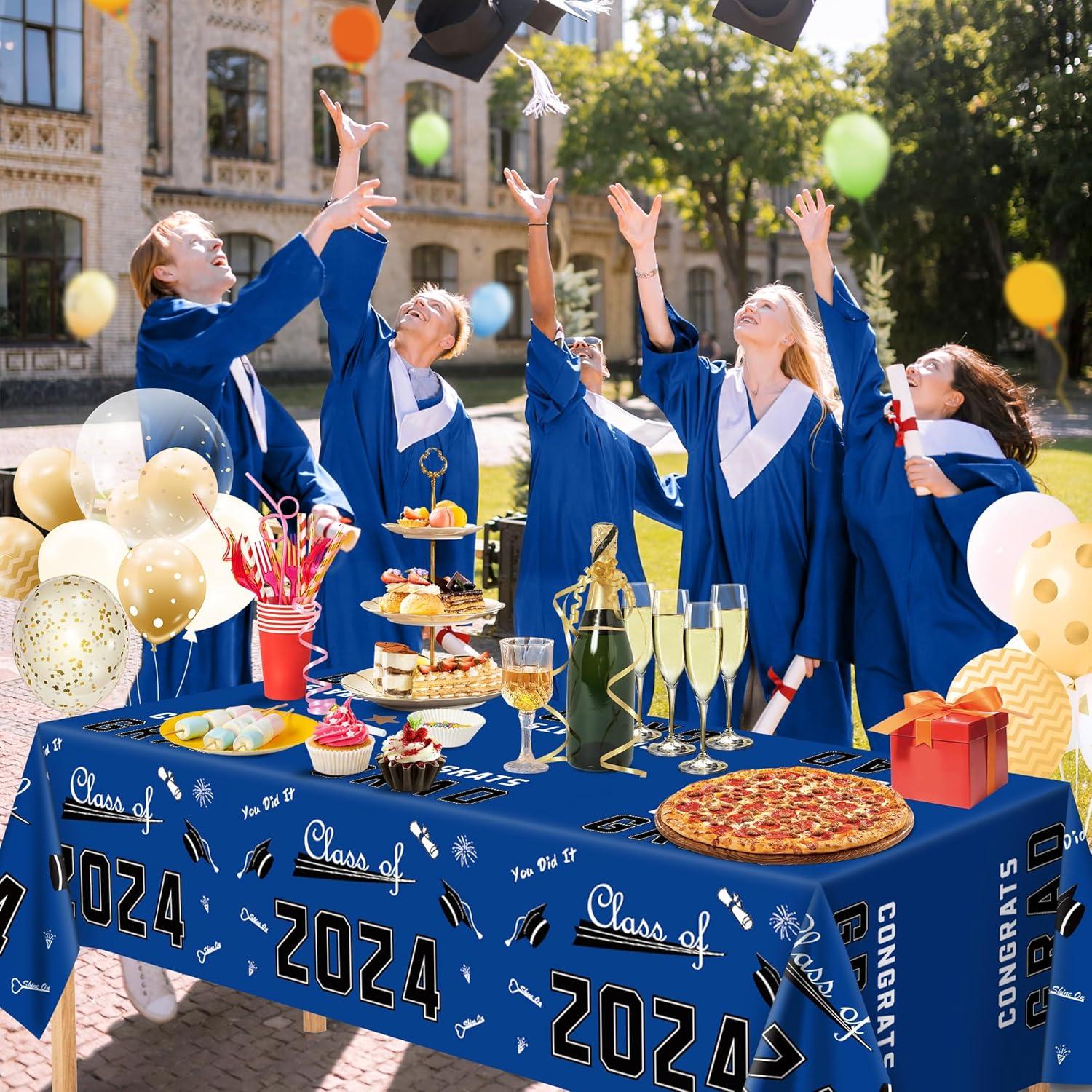 image:imageOHOME White and Gold Tablecloth and Graduation Tablecloth
