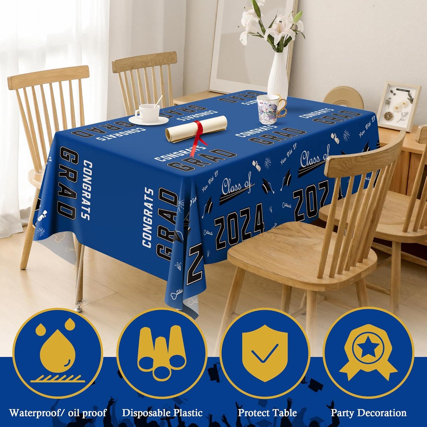 image:imageOHOME White and Gold Tablecloth and Graduation Tablecloth