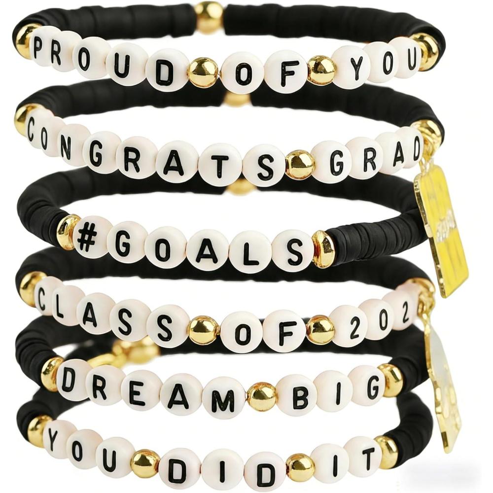 image:imageOHOME Graduation Gifts 6 Pack Blue Graduation Bracelets for Her 2026 Graduation Decorations Dress Outfit for Women Men Graduation Party Favors Supplies for HimBlack graduation