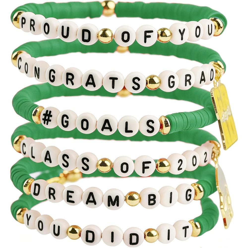 image:imageOHOME Graduation Gifts 6 Pack Blue Graduation Bracelets for Her 2026 Graduation Decorations Dress Outfit for Women Men Graduation Party Favors Supplies for HimGreen graduation