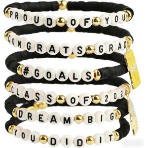 OHOME Graduation Gifts – 6 Pack Blue Graduation Bracelets for Her | 2026 Graduation Decorations Dress Outfit for Women Men – Graduation Party Favors Supplies for Him(Black graduation)