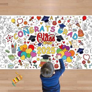 OHOME Graduation Tablecloth with Coloring Poster/Tablecloth