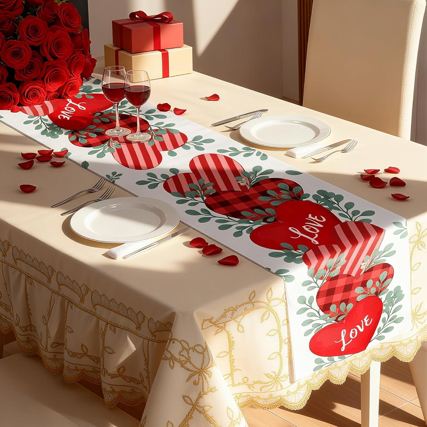 image:imageCinco De Mayo Decorations Mexican Floral Table Runner for Fiesta Party Decorations Mexican Theme Birthday Decorations Taco Accessories Home Dining Room Kitchen Table DecorHeart valentines