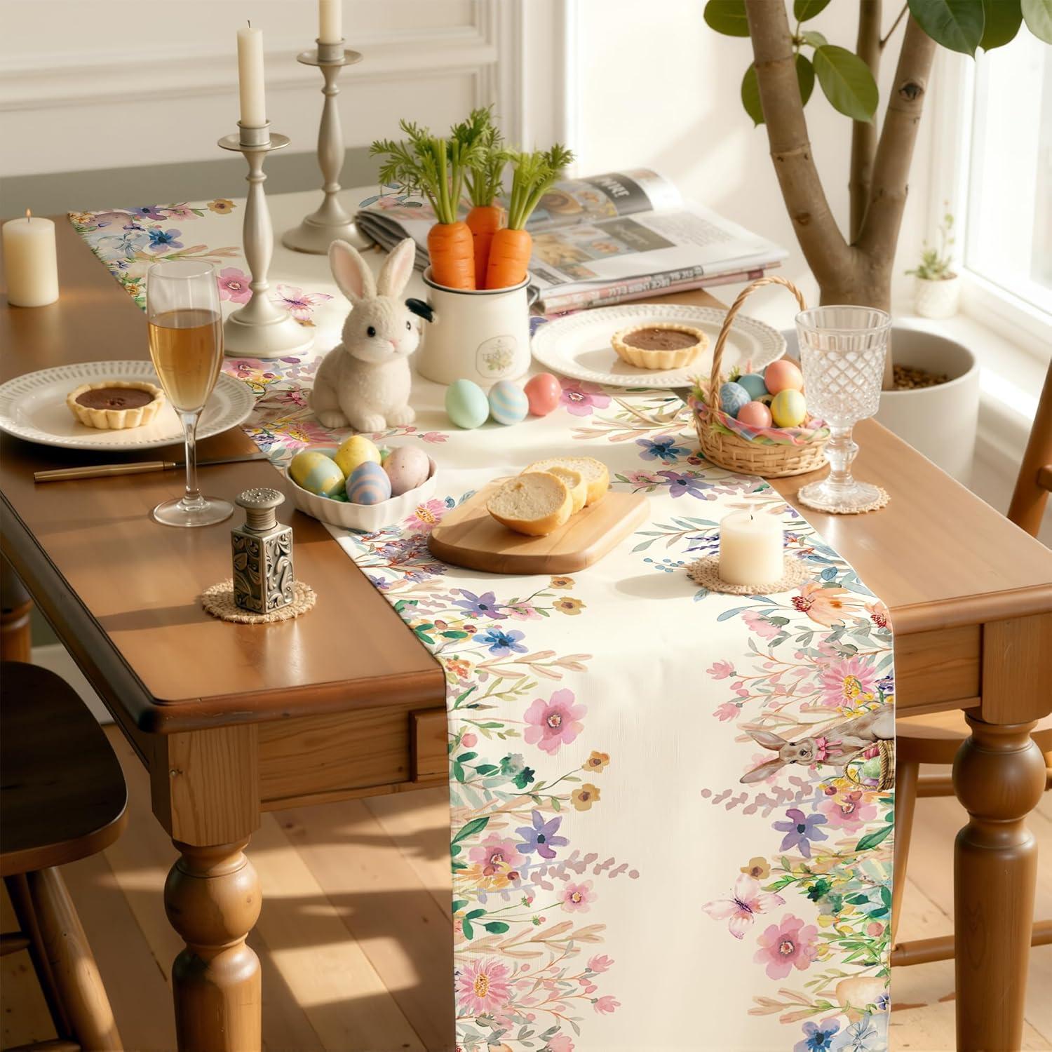 image:imageCinco De Mayo Decorations Mexican Floral Table Runner for Fiesta Party Decorations Mexican Theme Birthday Decorations Taco Accessories Home Dining Room Kitchen Table DecorEaster