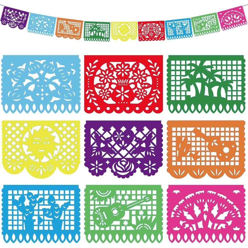 image:imageOHOME Cinco De Mayo Decorations  Papel Picado Banner Streams  Mexican Theme Birthday Backdrop Flag Para Fiesta Party Decorations for Taco Accessories Decor Party Favors SuppliesMulticolor