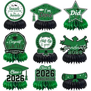 Cinco De Mayo Decorations – Cinco De Mayo Honeycomb for Table Centerpieces | Fiesta Party Decorations for Taco, Mexican Theme Birthday Accessories Party Favors Decor Supplies Indoor Outdoor(Green graduation)