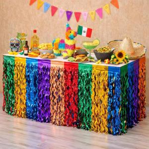 OHOME Cinco De Mayo Decorations – 2 Pack Table Skirts for Fiesta Party Decorations | Taco Table Decor Mexican Theme Birthday Accessories Favors